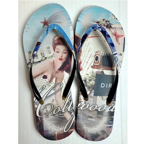 Hollywood Pinup Girl Retro Flip Flops - Picture 6 of 8